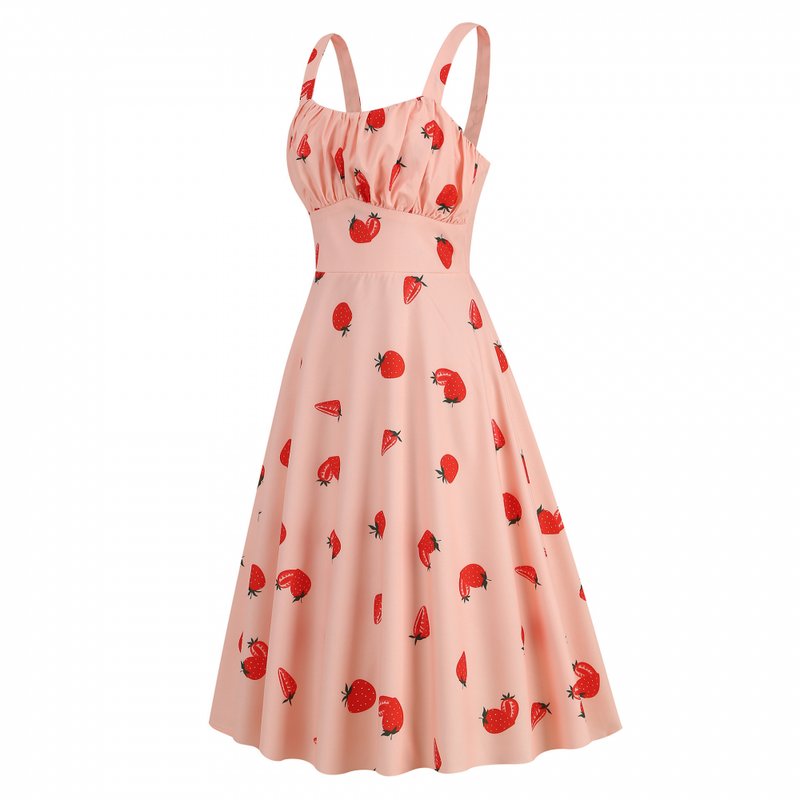 Sleeveless Floral Printed Ruched Summer A-Line Flowy Swing Midi Dress