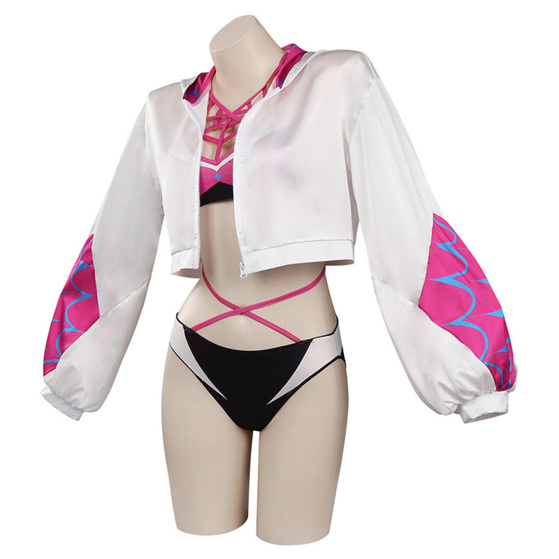 Spider Man Spider-Gwen Gwen Stacy Cosplay Costume Women Swimsuit Coat