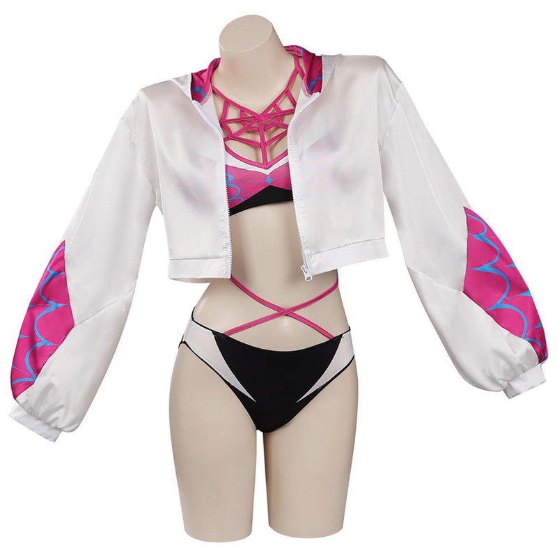 Spider Man Spider-Gwen Gwen Stacy Cosplay Costume Women Swimsuit Coat