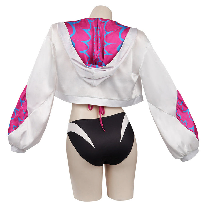 Spider Man Spider-Gwen Gwen Stacy Cosplay Costume Women Swimsuit Coat