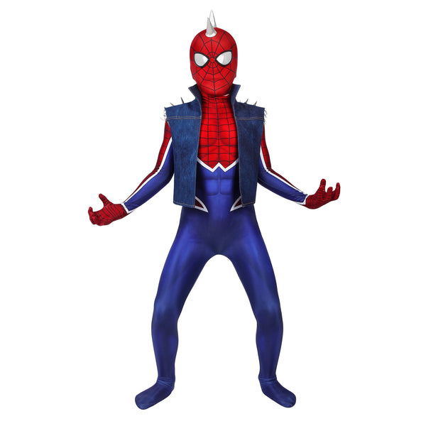 Spider Man PS4 Spider-Punk Suit Cosplay Child Boy Costume