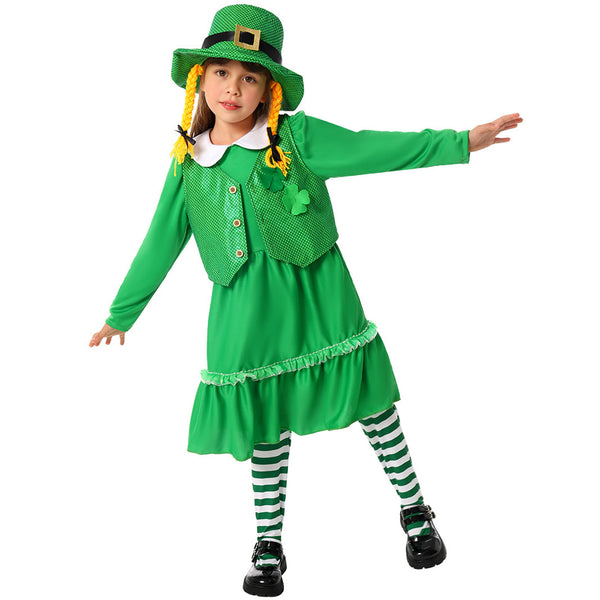 St. Patrick's Day Green Suit Kid Cosplay Costume Beard Accessory