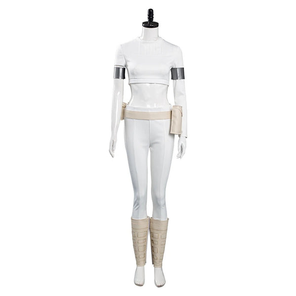 Star Wars Padme Amidala Cosplay Costume Women White Combat Suit Tight Fitting