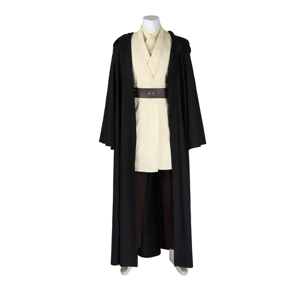 Star Wars：Episode I The Phantom Menace Qui Gon Jinn Cosplay Costume Black Robe Halloween Set