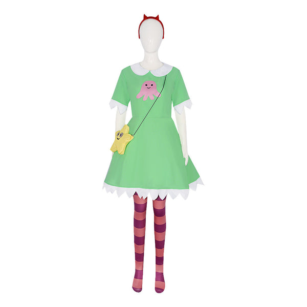 Star vs. the Forces of Evil Cosplay Costume Star butterfly Cute Green Dress Halloween Parent  Set