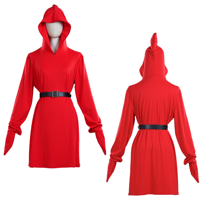 Super Mario Bros. Shy Guys Cosplay Costume Red Hooded Sweatshirt Dress Halloween Ghost Clothing