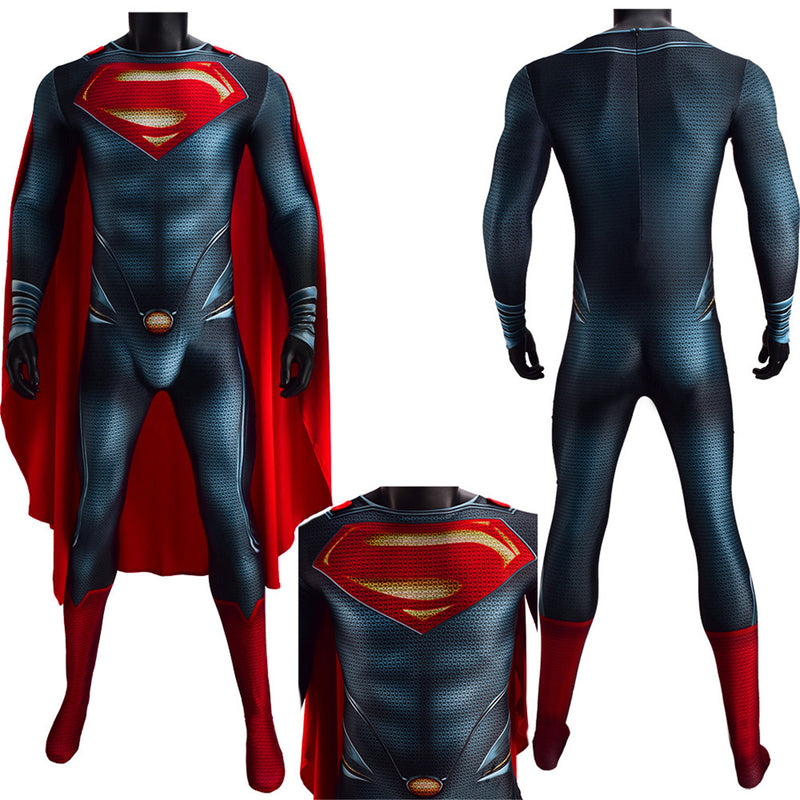 Superman Man of Steel Clark Kent Cosplay Costume Jumpsuit Red Cloak