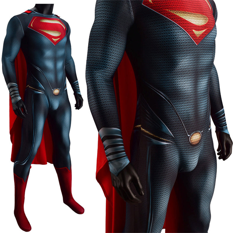 Superman Man of Steel Clark Kent Cosplay Costume Jumpsuit Red Cloak