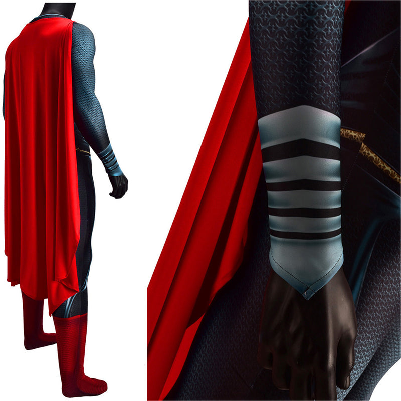 Superman Man of Steel Clark Kent Cosplay Costume Jumpsuit Red Cloak