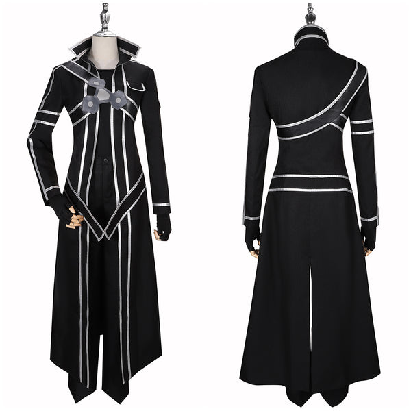 Sword Art Online SAO Anime Kazuto Kirigaya Kirito Cosplay Costume Black Jacket Coat Halloween Outfit Battle Uniform