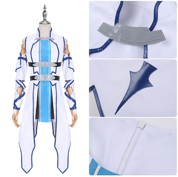 AwwwCos SAO Sword Art Online 2 Asuna Yuuki Blue Version Cosplay Costume Dress Halloween Party Suit Outfit Uniform for Women Men