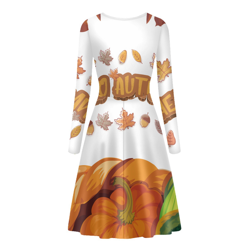 Thanksgiving Day Printed Adult Girl A Line Autumn Party Dress