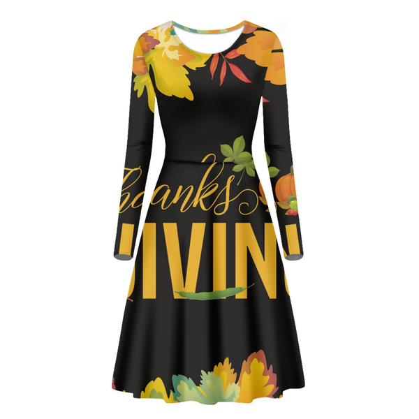 Thanksgiving Day Printed Adult Girl A Line Autumn Party Dress