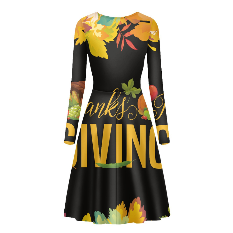 Thanksgiving Day Printed Adult Girl A Line Autumn Party Dress