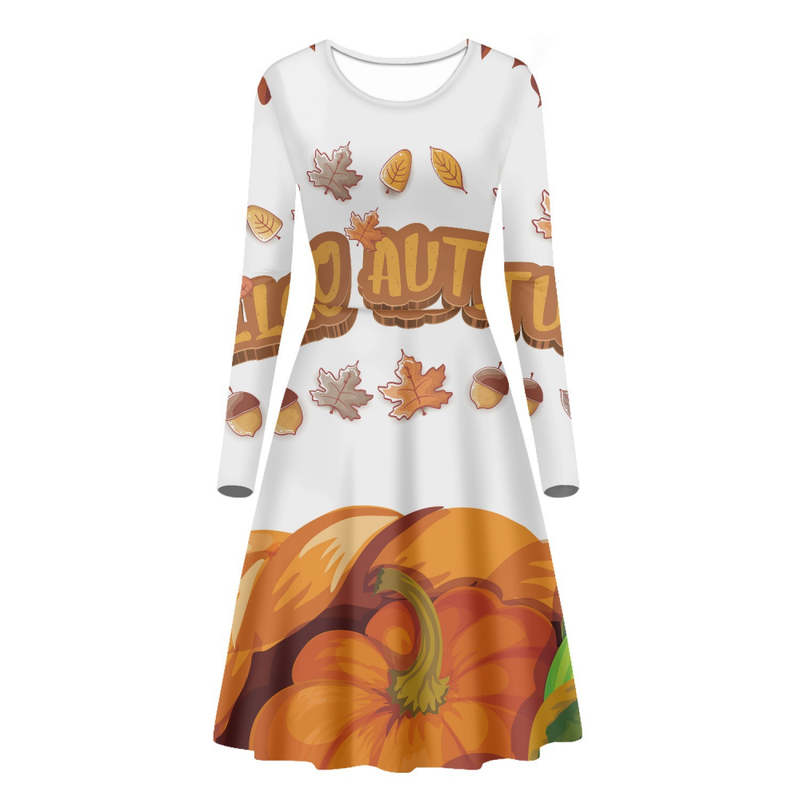 Thanksgiving Day Printed Adult Girl A Line Autumn Party Dress