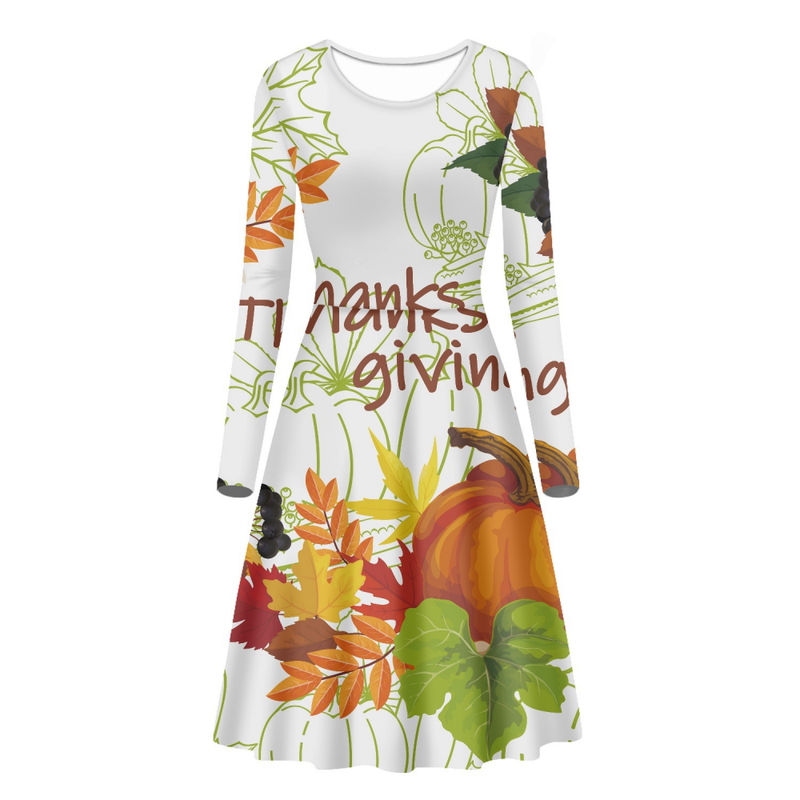 Thanksgiving Day Printed Women A Line Halloween Party Dress