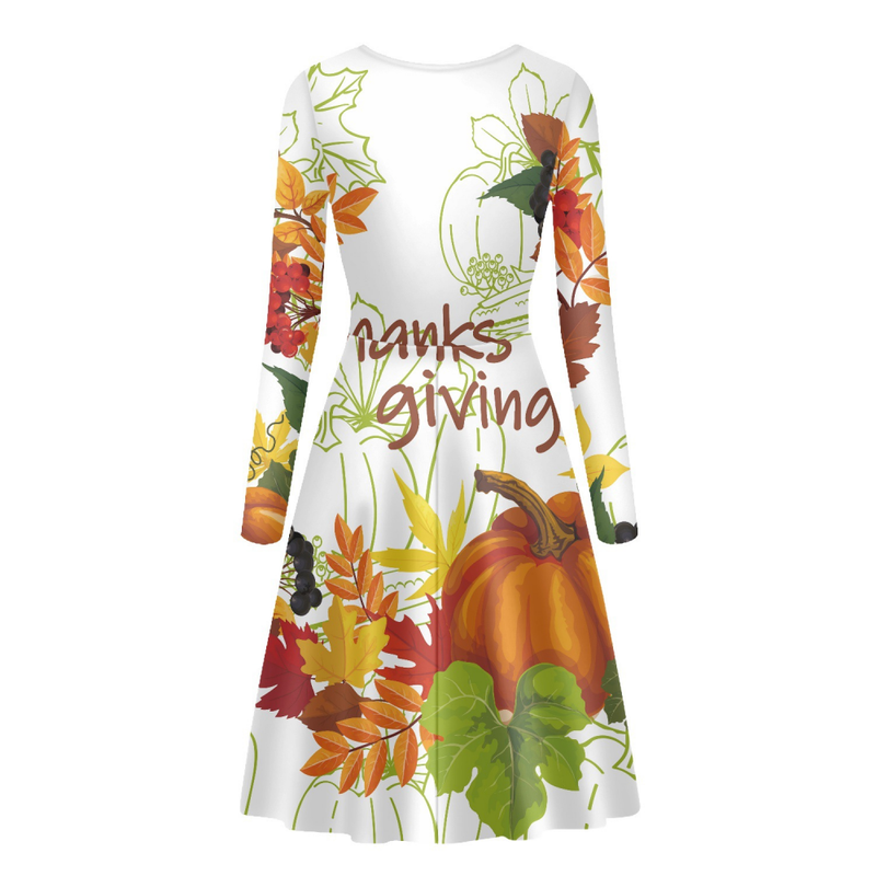 Thanksgiving Day Printed Women A Line Halloween Party Dress