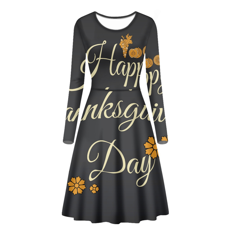 Thanksgiving Day Printed Women A Line Halloween Party Dress