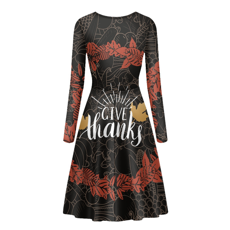 Thanksgiving Day Printed Women A Line Halloween Party Dress