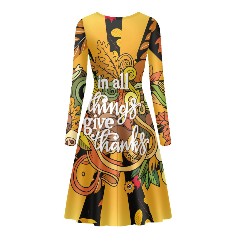 Thanksgiving Day Printed Women A Line Halloween Party Dress