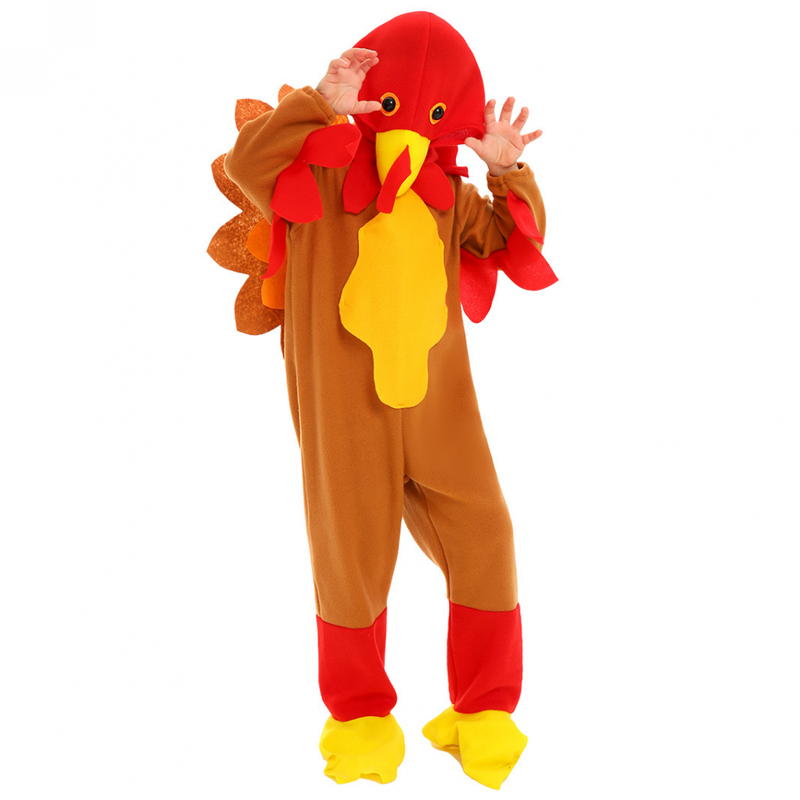 Thanksgiving Turkey Cosplay Costume Kids Plush One Piece Pajamas Suit