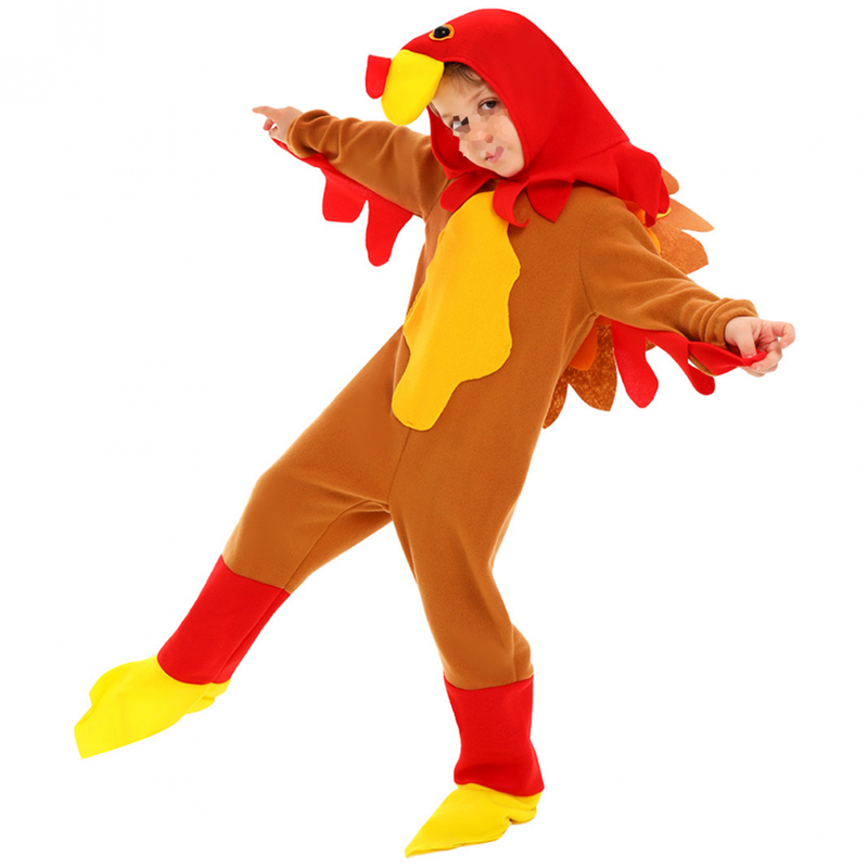 Thanksgiving Turkey Cosplay Costume Kids Plush One Piece Pajamas Suit