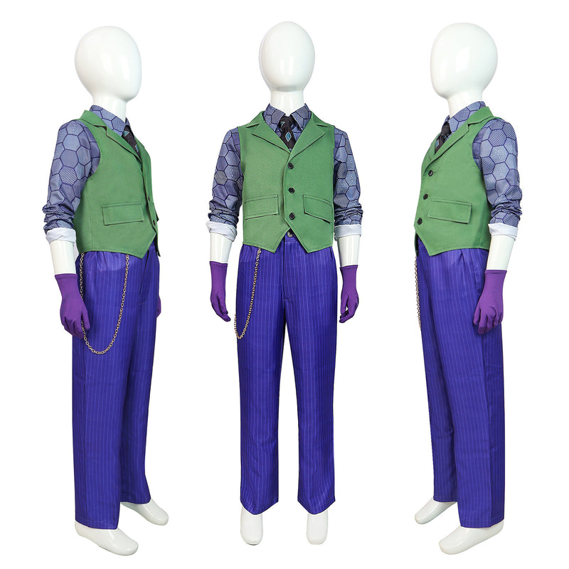 The Dark Knight Joker Purple Coat Green Vest Kid Cosplay Costume