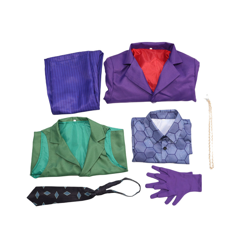 The Dark Knight Joker Purple Coat Green Vest Kid Cosplay Costume