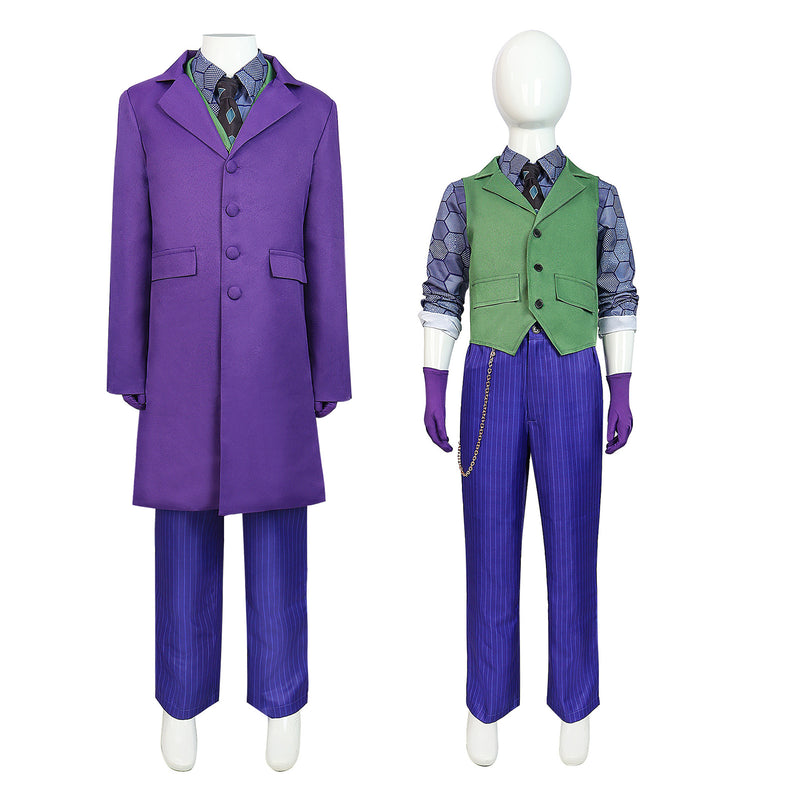 The Dark Knight Joker Purple Coat Green Vest Kid Cosplay Costume