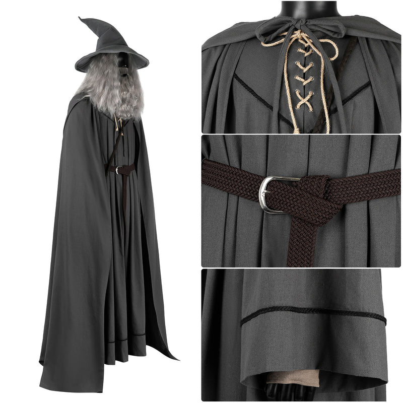 The Lord of the Rings Gandalf Cospaly Costume Grey Robe Wizard Halloween Cloak