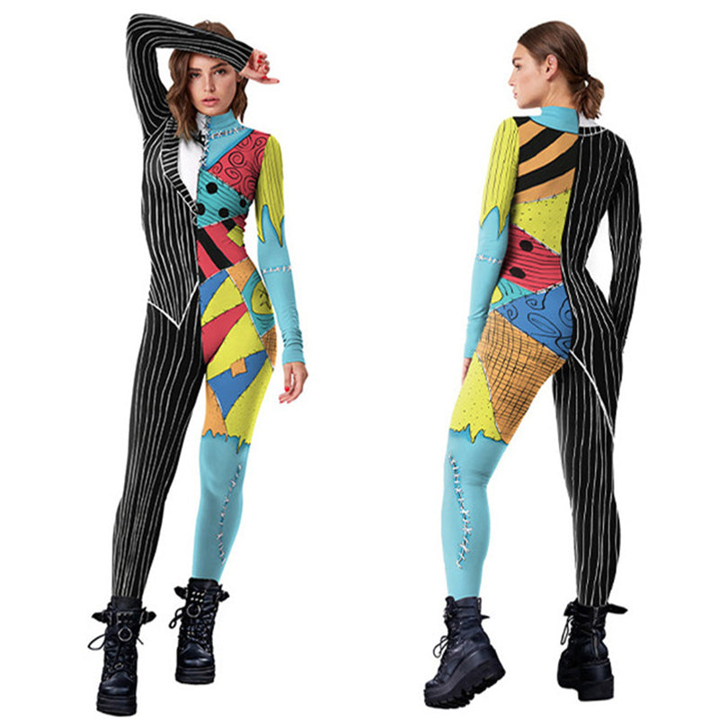 The Nightmare Before Christmas Sally Elastic Jumpsuit Cosplay Costume