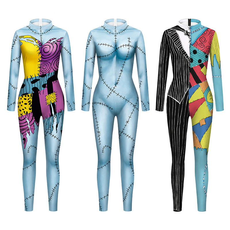 The Nightmare Before Christmas Sally Elastic Jumpsuit Cosplay Costume