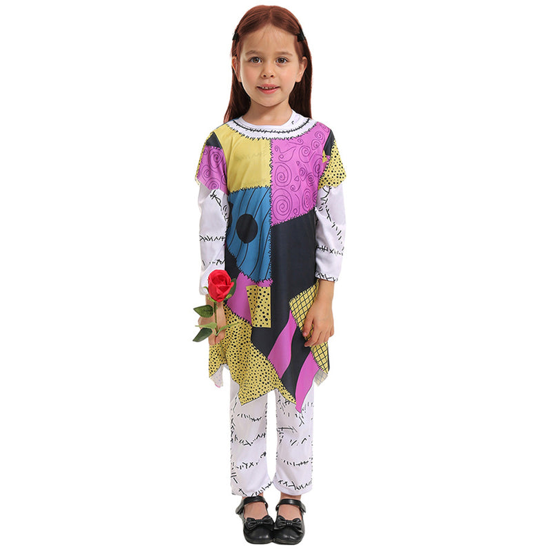 The Nightmare Before Christmas Sally Kid Cosplay Costume Girl Dress White Halloween Clothing