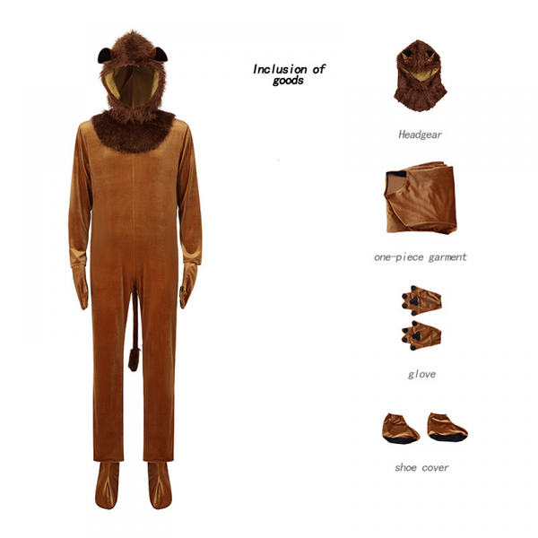 The Wizard of OZ Lion Cosplay Costume Kids Adult Jumpsuit Headgear