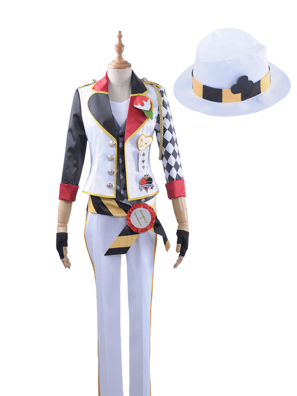 Twisted-Wonderland Trey Clover Cosplay Costume Alice White Uniform with Hat