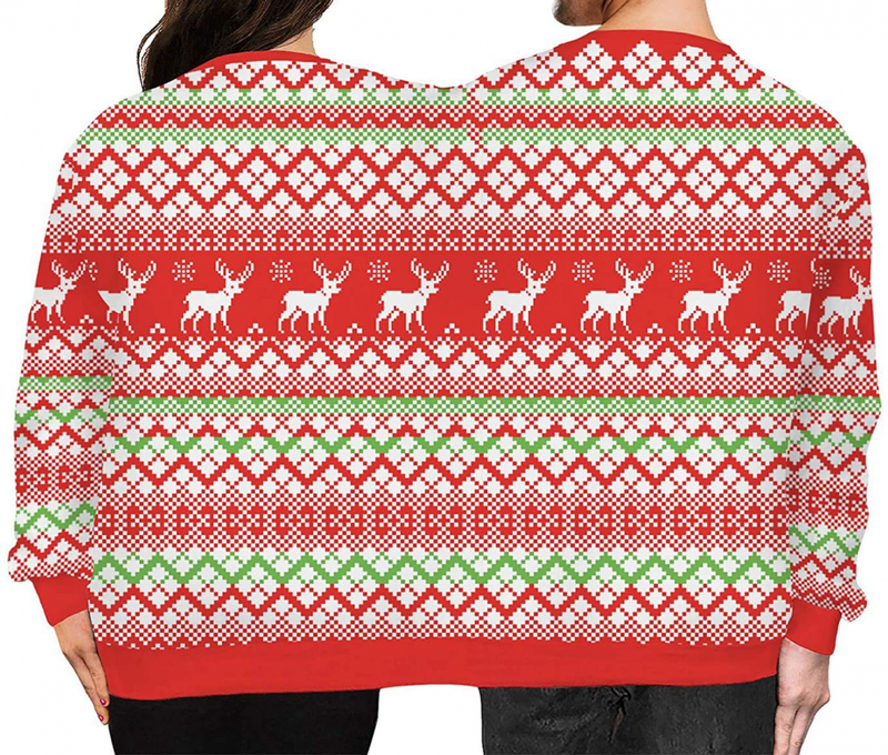 Two Person Couples Sweater for Women Men Conjoined Christmas Sweater