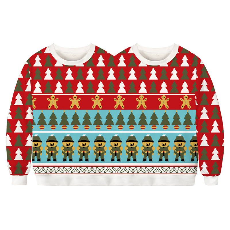 Two Person Couples Sweater for Women Men Conjoined Christmas Sweater