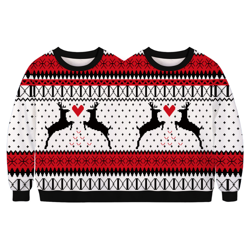 Two Person Couples Sweater for Women Men Conjoined Christmas Sweater