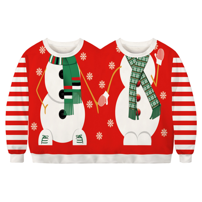 Two Person Couples Sweater for Women Men Conjoined Christmas Sweater