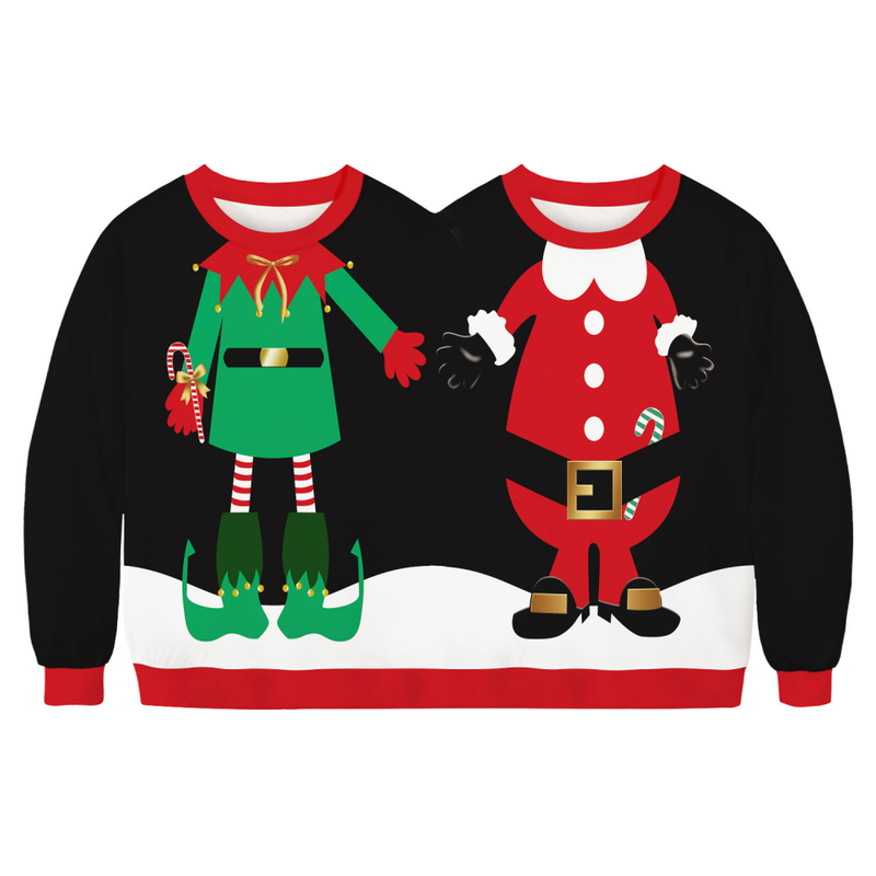 Two Person Couples Sweater for Women Men Conjoined Christmas Sweater