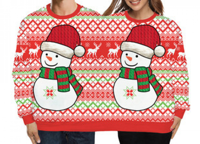 Two Person Couples Sweater for Women Men Conjoined Christmas Sweater