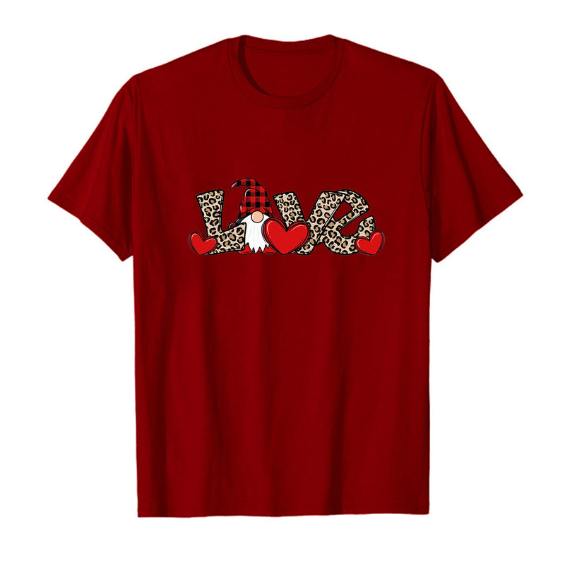 Valentine Women Love Heart O Neck T-Shirt Gift Shirt Casual Tee Tops