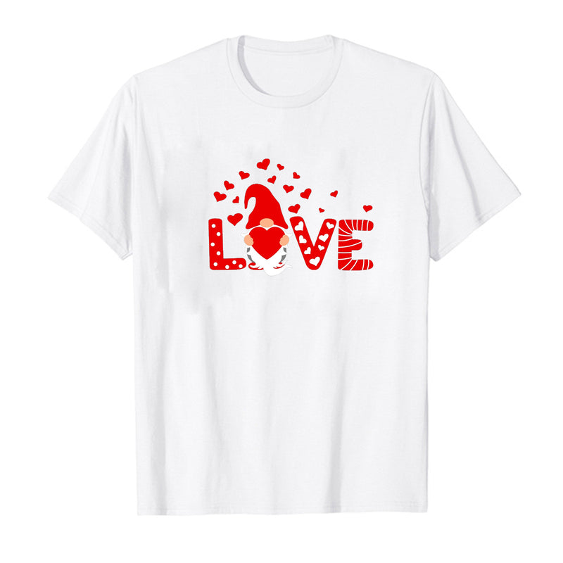 Valentine Women Love Heart Summer T-Shirt Gift Shirt Casual Tee Tops