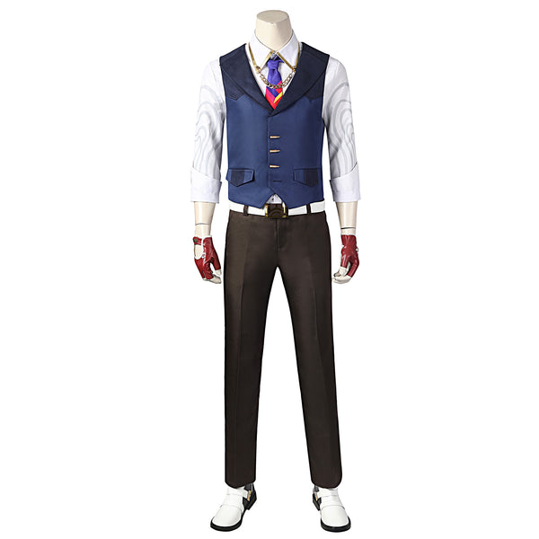 Valorant Chamber Men Cosplay Costume Vest Top Pants Gloves