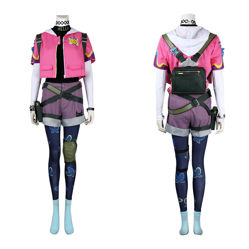 Valorant Clove Cosplay Costume Game Women Pink Uniform Set Tight Pants