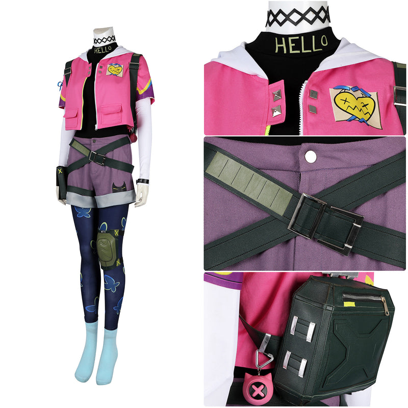 Valorant Clove Cosplay Costume Game Women Pink Uniform Set Tight Pants