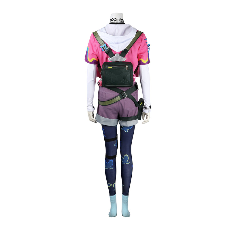 Valorant Clove Cosplay Costume Game Women Pink Uniform Set Tight Pants