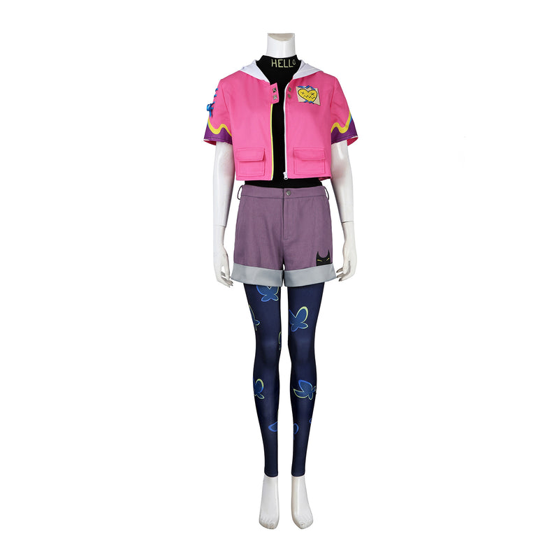 Valorant Clove Cosplay Costume Game Women Pink Uniform Set Tight Pants