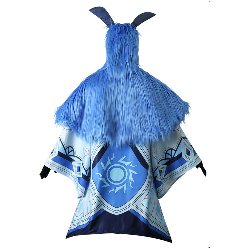 AwwwCos Genshin Impact Abyss Mage Hilichurl Cosplay Costume Suit Dress Halloween Outfit Uniform Robe with Plush Cape Hat Headwear