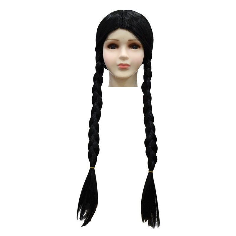 Kid Wednesday Addams Costume Girl Black Shirt Dress Paired with Terror Fake Hand Props